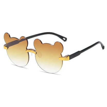 Fashionable New Outdoor Travel Skiing Sunglasses Cartoon Bear Sunglassess for Boy Girl Children Rimless Casual Sunglasses UV400