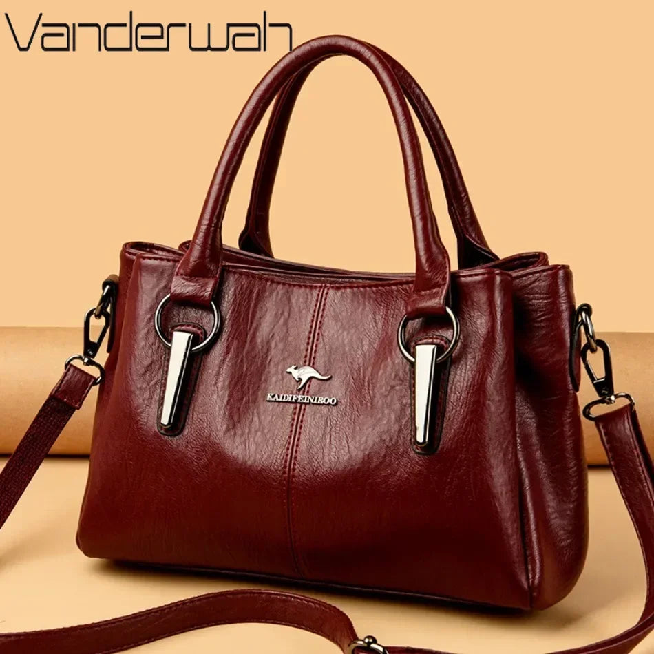 2025 Genuine 3 Layers High Quality Soft PU Leather Ladies Shoulder Crossbody Bags for Women Luxury Handbags Women Bags Designer