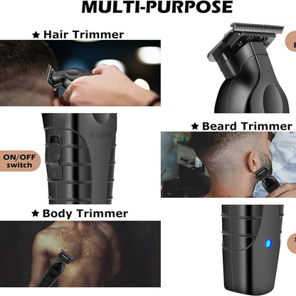 Kemei 2299 Barber Cordless Hair Trimmer 0mm Zero Gapped Carving Clipper Detailer Professional Electric Finish Cutting Machine