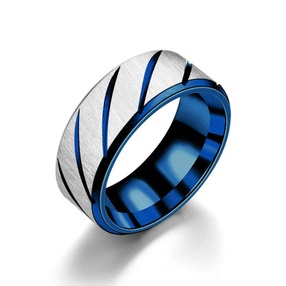6mm Blue Twill Ring Titanium Brushed Ring for Men and Women Personalized Ring Customize Ring Engraved Ring