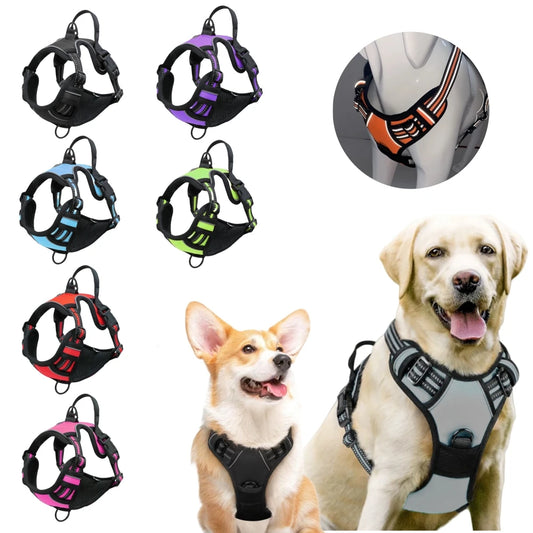 No Pull Dog Harness Large Dog Harnesses Heavy Duty Reflective Easy Control Handle for Large Dog Walking Medium Dogs Pet Supplies
