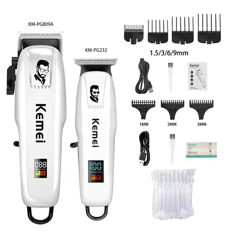Kemei KM-PG809A KM-PG232 LCD USB Charging Hair Clipper Adjustable Professional Cutting Machine KM-3382 Shaver Trimmer For men