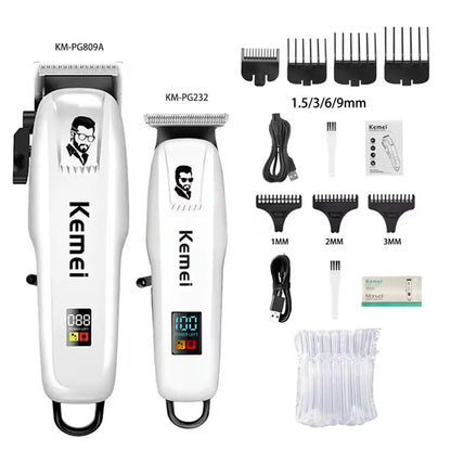 Kemei KM-PG809A KM-PG232 LCD USB Charging Hair Clipper Adjustable Professional Cutting Machine KM-3382 Shaver Trimmer For men