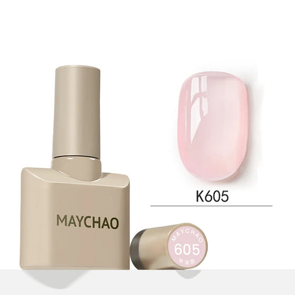 MAYCHAO 12ml Jelly Gel Nail Polish Semi Permanent Top Coat Soak Off UV LED Gel Art Nail Varnish Manicure Long Lasting Nail Gel