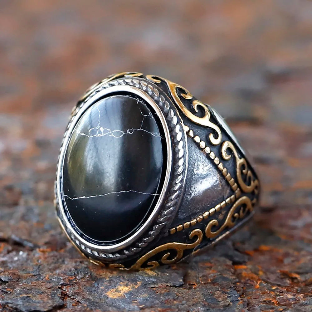 2024 New Fashion 316L Stainless Steel Stone Ring Arabian Rings For Men ZC Stone for teen gift Jewelry