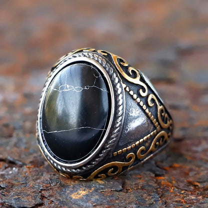 2024 New Fashion 316L Stainless Steel Stone Ring Arabian Rings For Men ZC Stone for teen gift Jewelry