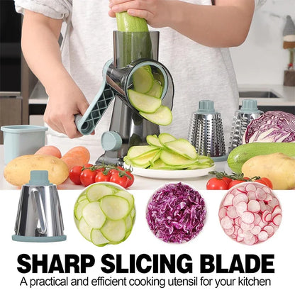 3 - in - 1 Rotary Cheese Grater: Versatile Manual Vegetable Slicer, Peanut Nuts Grinder & Cheese Vegetable Shredder