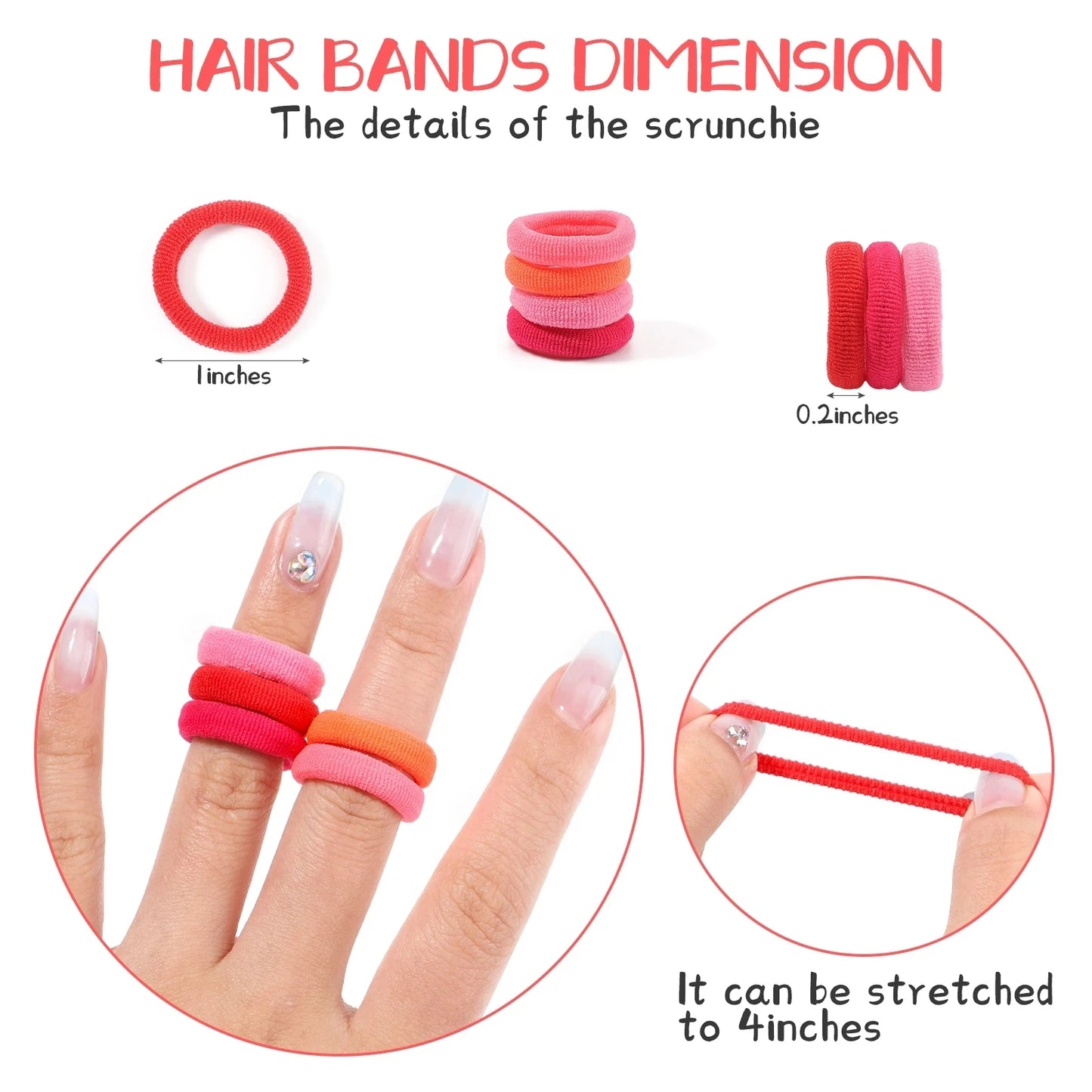 100PCS Colorful Basic Nylon Ealstic Hair Ties for Girls Children Ponytail Hold Scrunchie Rubber Band Kids Basic Hair Accessories