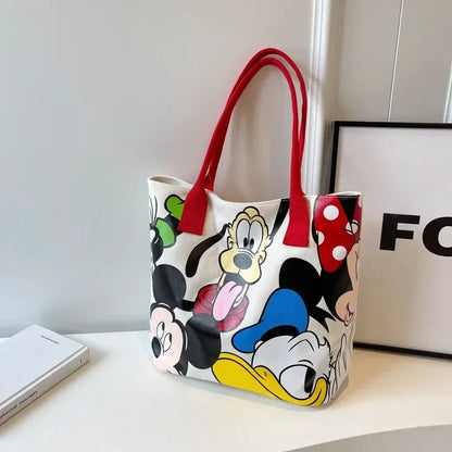 Cartoon Mickey Fashion Versatile LargeCapacity Canvas Shoulder Bag Women's Casual Versatile Tote Bag Student Class Handbag