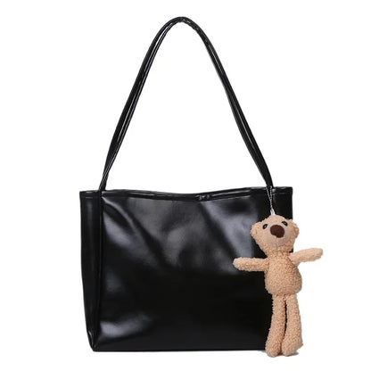 Autumn Winter Soft Leather Large Women's Shoulder Bag Trendy Artistic Tote Bag Casual High Capacity Crossbody Bag