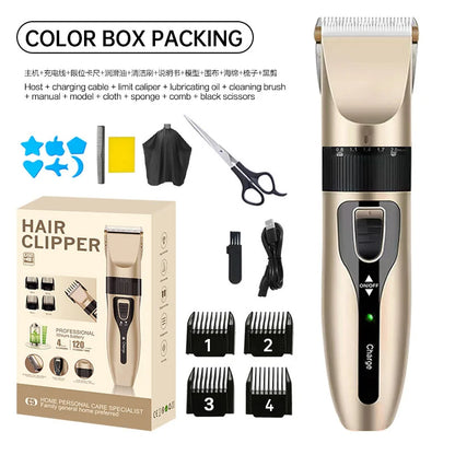Home Electric Hair Clipper Set, Low Noise and Long Battery Life Hair Trimmer, USB Rechargeable Shaver and Hair Cutting Tool.