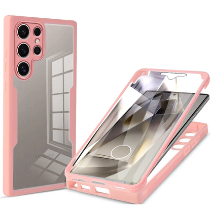 360 Double Sided Full Protection Phone Case for Samsung Galaxy S21 S22 S23 Plus S24 Ultra Slim Clear Cover with Screen Protector
