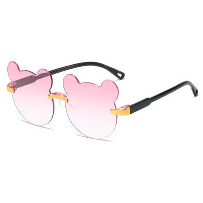 Fashionable New Outdoor Travel Skiing Sunglasses Cartoon Bear Sunglassess for Boy Girl Children Rimless Casual Sunglasses UV400