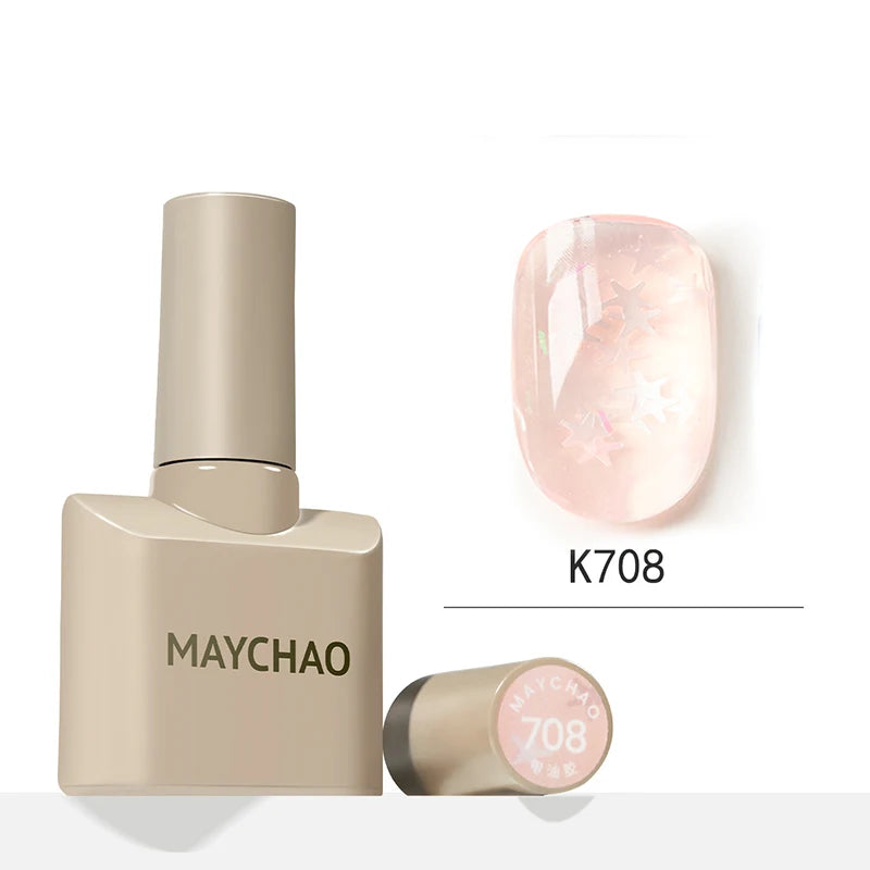 MAYCHAO 12ml Jelly Gel Nail Polish Semi Permanent Top Coat Soak Off UV LED Gel Art Nail Varnish Manicure Long Lasting Nail Gel
