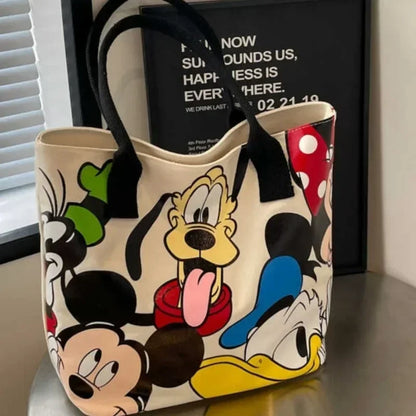 Cartoon Mickey Fashion Versatile LargeCapacity Canvas Shoulder Bag Women's Casual Versatile Tote Bag Student Class Handbag