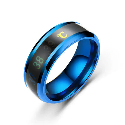 Smart Temperature Couples Ring Multifunctional Temperature Sensitive Stainless Steel Ring for Women Men Jewelry Gift