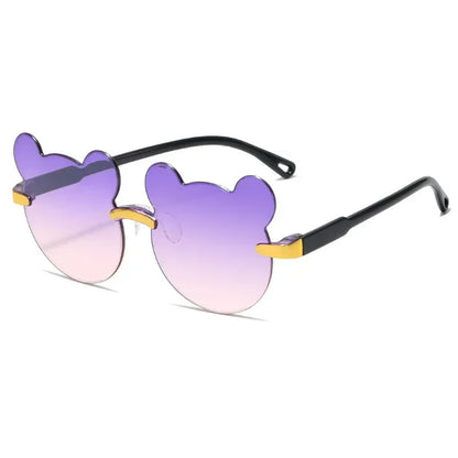 Fashionable New Outdoor Travel Skiing Sunglasses Cartoon Bear Sunglassess for Boy Girl Children Rimless Casual Sunglasses UV400