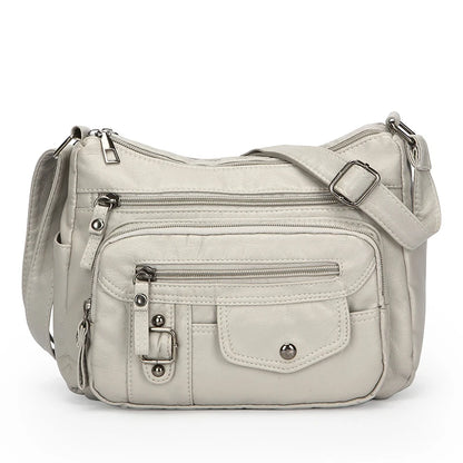 Retro Soft Pu Leather Crossbody Bags for Women 2025 Female Multi Pocket Shoulder Bag Purses and Handbags Designer Messenger Sac