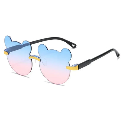 Fashionable New Outdoor Travel Skiing Sunglasses Cartoon Bear Sunglassess for Boy Girl Children Rimless Casual Sunglasses UV400