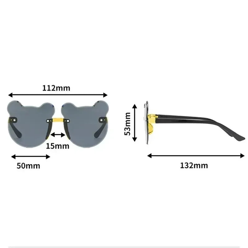 Fashionable New Outdoor Travel Skiing Sunglasses Cartoon Bear Sunglassess for Boy Girl Children Rimless Casual Sunglasses UV400