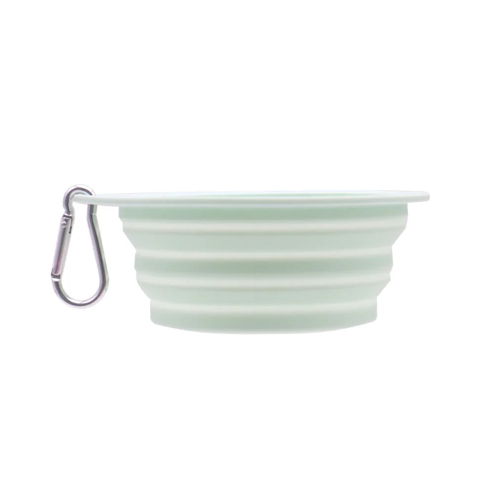 Collapsible Pet Silicone Dog Food Water Bowl  Color Outdoor Travel Portable Folding Supplies Dishes with Carabiner