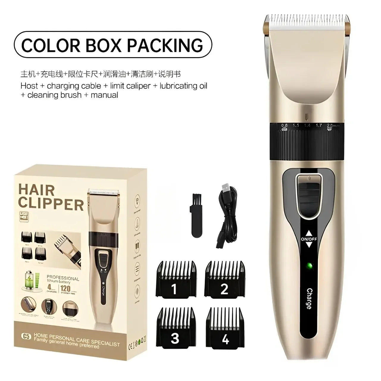 Home Electric Hair Clipper Set, Low Noise and Long Battery Life Hair Trimmer, USB Rechargeable Shaver and Hair Cutting Tool.