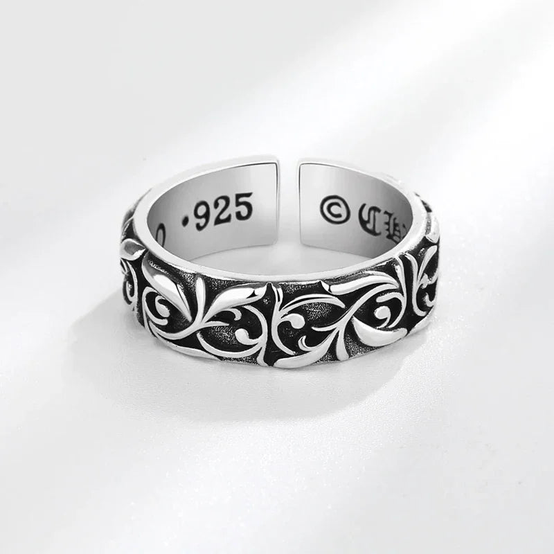 KOFSAC Vintage Cane Vine Ring For Men Trendy 925 Thai Silver Jewelry Personality Man Gift