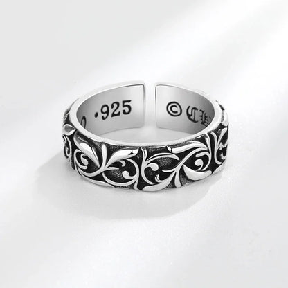 KOFSAC Vintage Cane Vine Ring For Men Trendy 925 Thai Silver Jewelry Personality Man Gift
