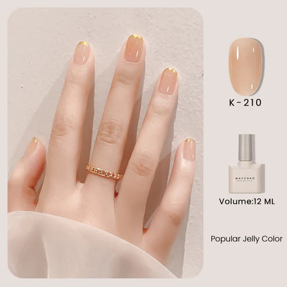 MAYCHAO 12ml Jelly Gel Nail Polish Semi Permanent Top Coat Soak Off UV LED Gel Art Nail Varnish Manicure Long Lasting Nail Gel