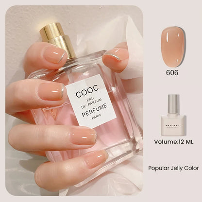 MAYCHAO 12ml Jelly Gel Nail Polish Semi Permanent Top Coat Soak Off UV LED Gel Art Nail Varnish Manicure Long Lasting Nail Gel