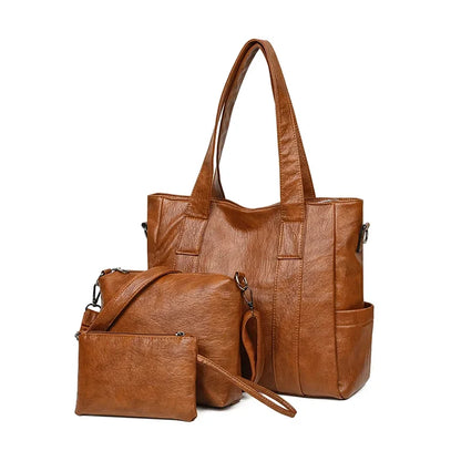 3 Set Women's New High-quality PU Leather Shoulder Cross-body Bags Luxury Designer Ladies Messenger Commuting Versatile Handbags