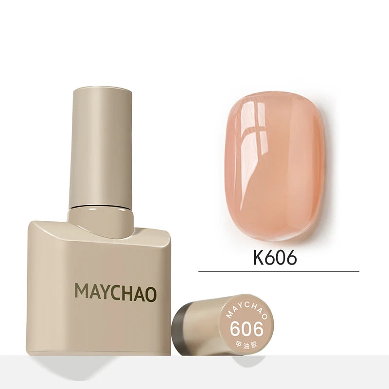 MAYCHAO 12ml Jelly Gel Nail Polish Semi Permanent Top Coat Soak Off UV LED Gel Art Nail Varnish Manicure Long Lasting Nail Gel