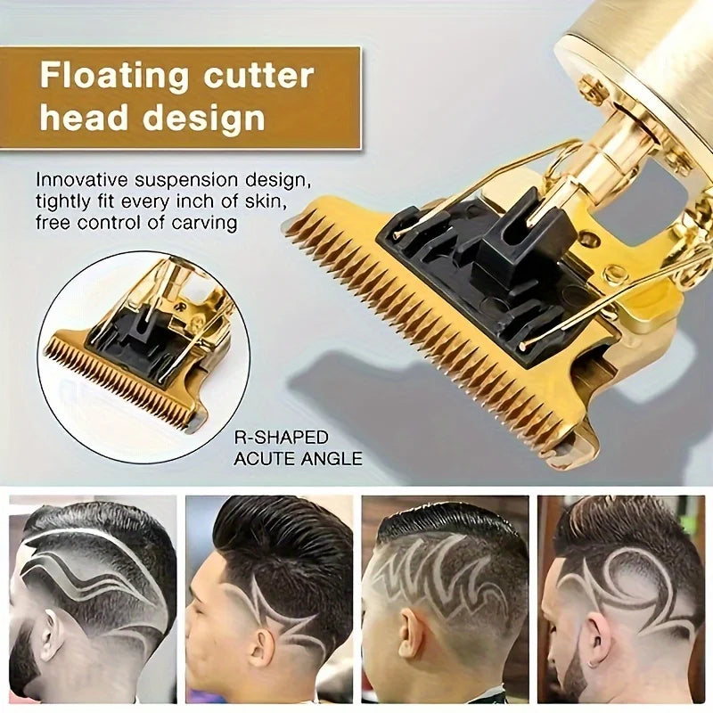 Metal body hair clipper wireless electric trimmer, professional oil engraving electric clipper electric razor