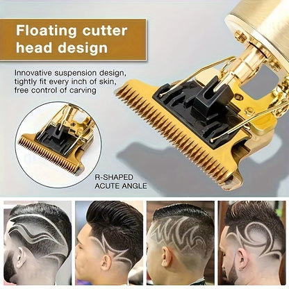 Metal body hair clipper wireless electric trimmer, professional oil engraving electric clipper electric razor
