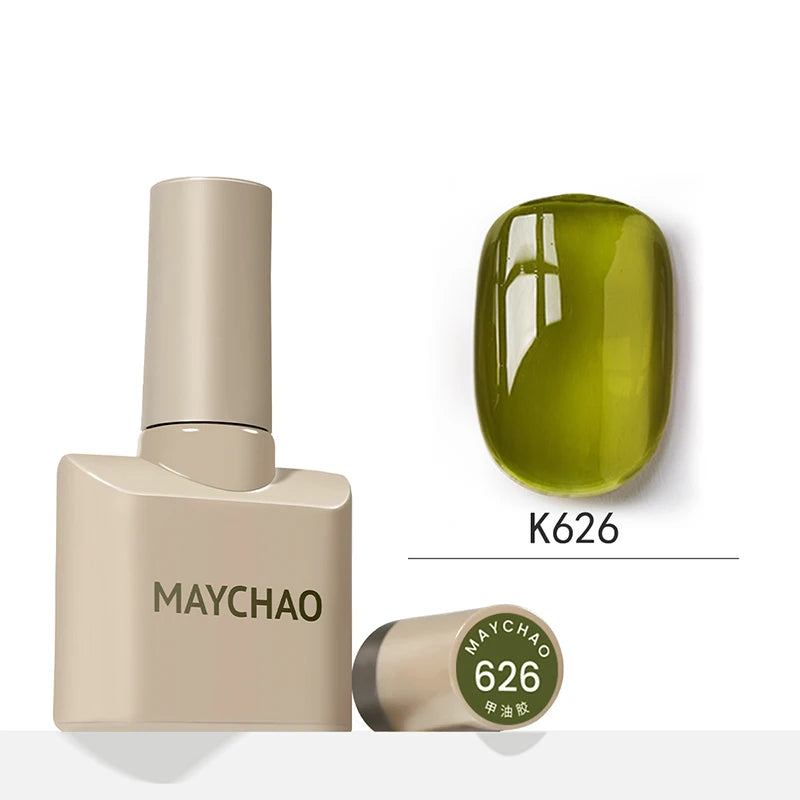 MAYCHAO 12ml Jelly Gel Nail Polish Semi Permanent Top Coat Soak Off UV LED Gel Art Nail Varnish Manicure Long Lasting Nail Gel