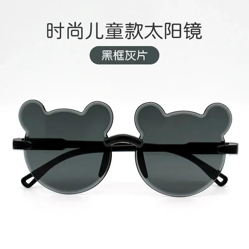 Fashionable New Outdoor Travel Skiing Sunglasses Cartoon Bear Sunglassess for Boy Girl Children Rimless Casual Sunglasses UV400