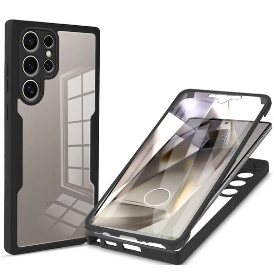 360 Double Sided Full Protection Phone Case for Samsung Galaxy S21 S22 S23 Plus S24 Ultra Slim Clear Cover with Screen Protector