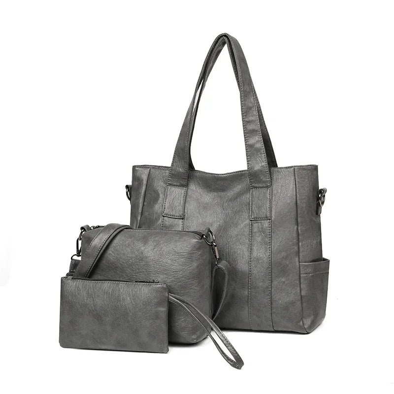 3 Set Women's New High-quality PU Leather Shoulder Cross-body Bags Luxury Designer Ladies Messenger Commuting Versatile Handbags