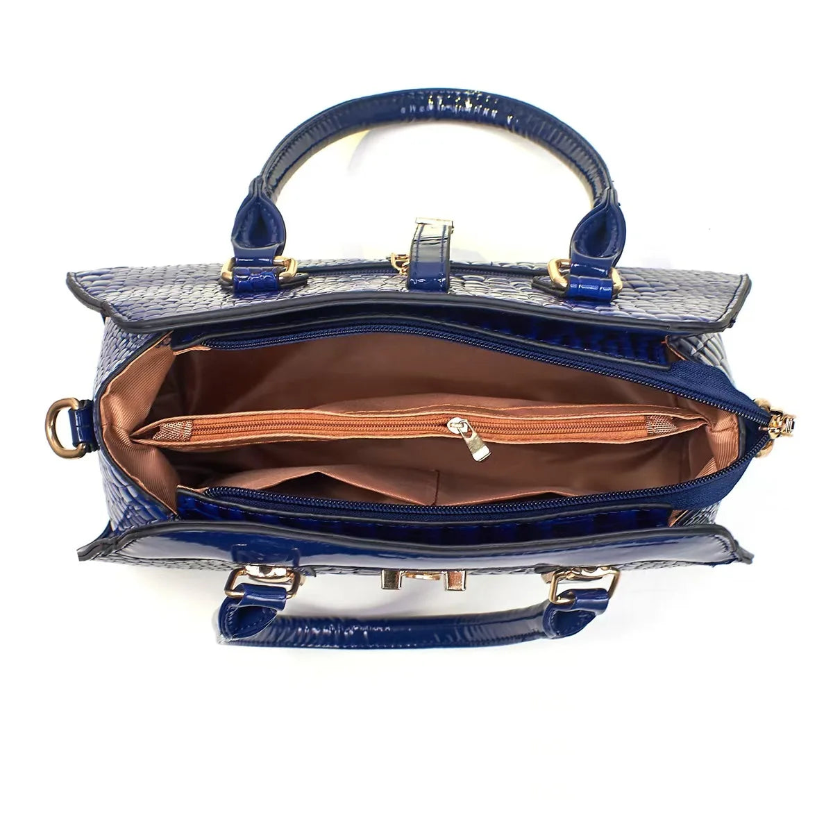 Luxury Brand Crocodile Women Tote Bag Bright Leather Women Handbag Purse Shoulder Bag Female Top-handle Bags Commuting Shopping
