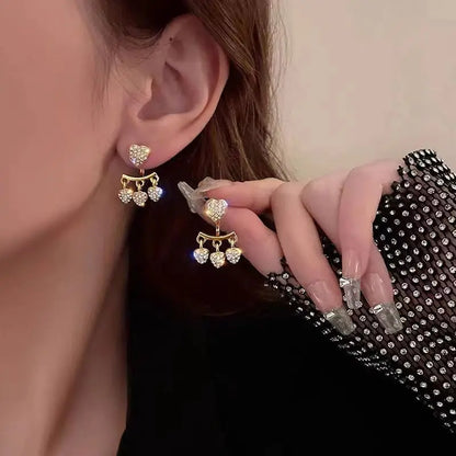 Fashion Cross Stud Earrings For Women Girls Korean Style Elegant Crystal Jewelry Ear Rings Fishtail Lady Earrings Gifts