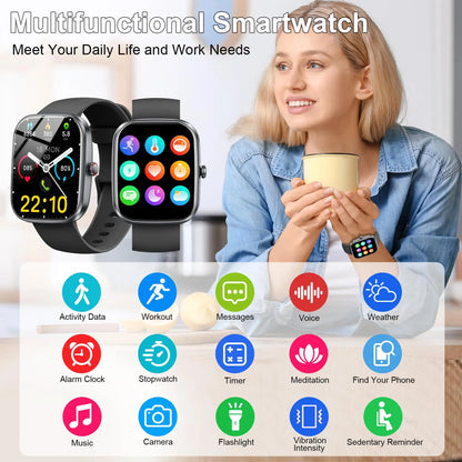 Smart Watch, 1.91"Smartwatch for Men Women (Answer/Make Call), Fitness Tracker with 100+ Sport Modes, IP68 Waterproof.