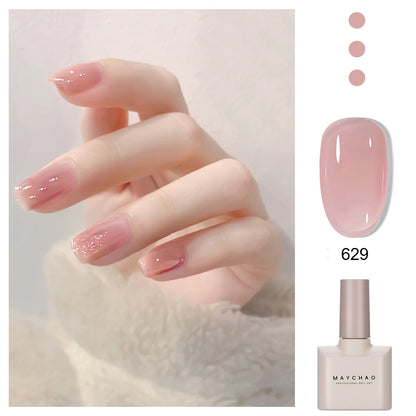 MAYCHAO 12ml Jelly Gel Nail Polish Semi Permanent Top Coat Soak Off UV LED Gel Art Nail Varnish Manicure Long Lasting Nail Gel