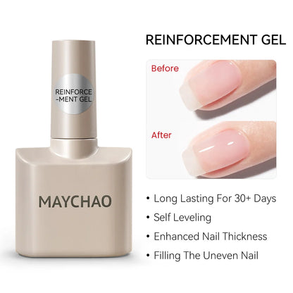 MAYCHAO 12ml Jelly Gel Nail Polish Semi Permanent Top Coat Soak Off UV LED Gel Art Nail Varnish Manicure Long Lasting Nail Gel