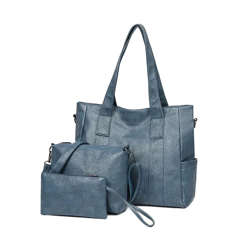 3 Set Women's New High-quality PU Leather Shoulder Cross-body Bags Luxury Designer Ladies Messenger Commuting Versatile Handbags