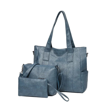 3 Set Women's New High-quality PU Leather Shoulder Cross-body Bags Luxury Designer Ladies Messenger Commuting Versatile Handbags