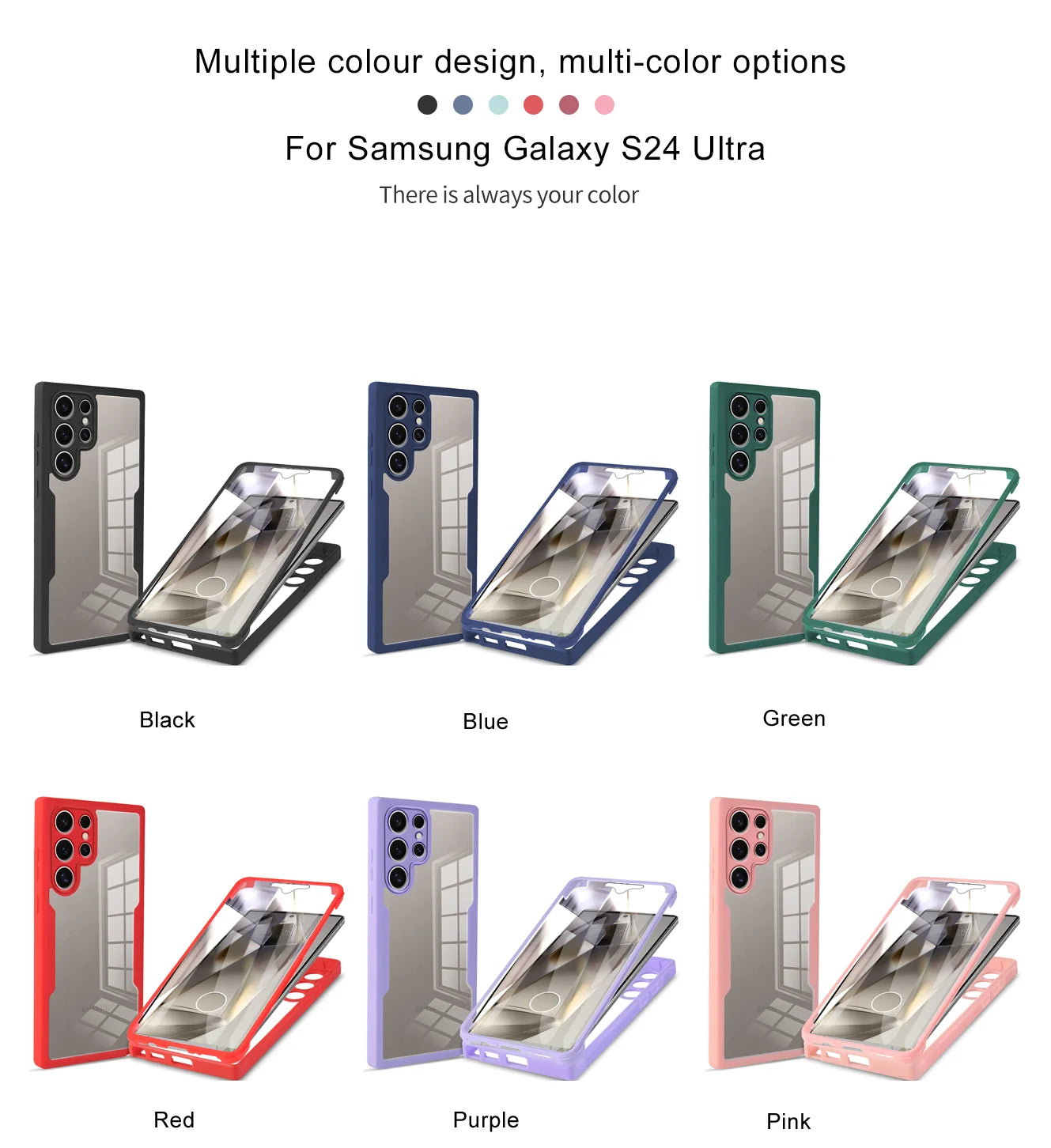 360 Double Sided Full Protection Phone Case for Samsung Galaxy S21 S22 S23 Plus S24 Ultra Slim Clear Cover with Screen Protector