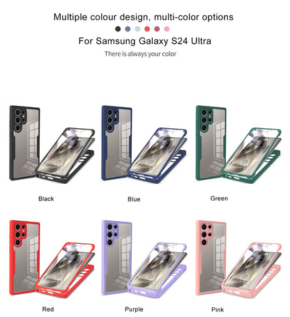360 Double Sided Full Protection Phone Case for Samsung Galaxy S21 S22 S23 Plus S24 Ultra Slim Clear Cover with Screen Protector