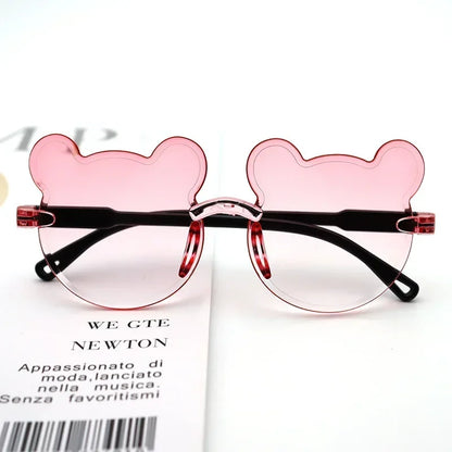 Fashionable New Outdoor Travel Skiing Sunglasses Cartoon Bear Sunglassess for Boy Girl Children Rimless Casual Sunglasses UV400