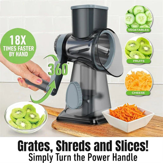 3 - in - 1 Rotary Cheese Grater: Versatile Manual Vegetable Slicer, Peanut Nuts Grinder & Cheese Vegetable Shredder