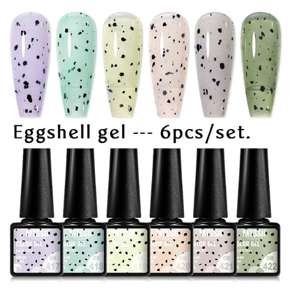 6Pcs/Set Blue Glitter Bright Gel Nail Polish Set Semi Permanent Spring Summer Colors Series Soak Off UV Nail Art Gel Varnish